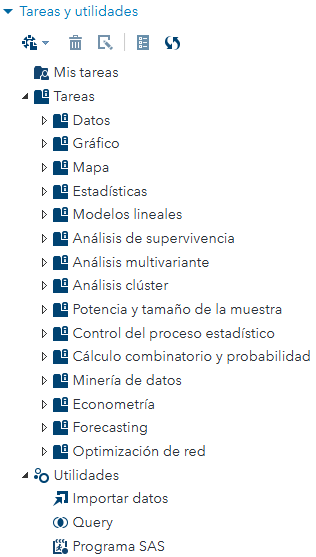 Sección Tasks & Utilities: listado de tareas predefinidas.