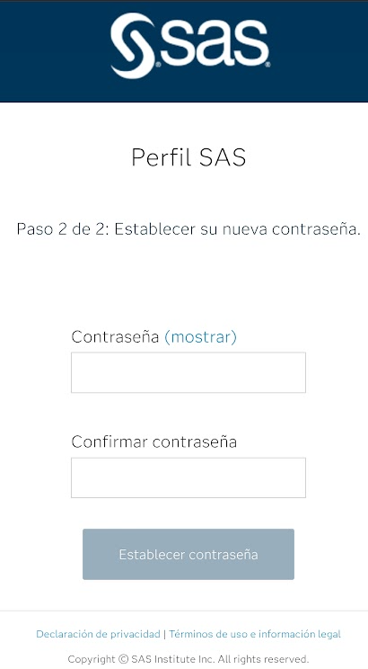 Establecer contraseña del SAS Profile (dos veces).