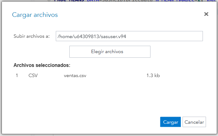 Asistente de importación: elección del archivo fuente y detección del tipo (Excel/CSV).